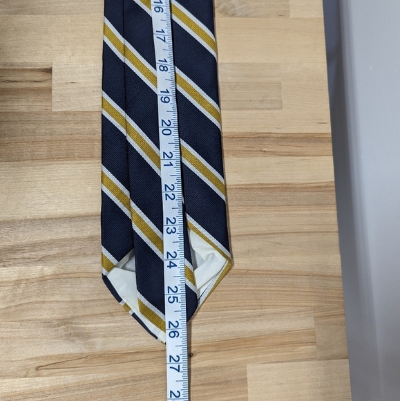 Men's Vintage Repp Wide Tie Diagonal Striped  Navy & Gold 70s Woven - Picture 5 of 5